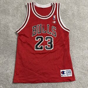 Vintage Champion Michael Jordan Chicago Bulls Jersey Youth Kids L 14-16 Red 90s